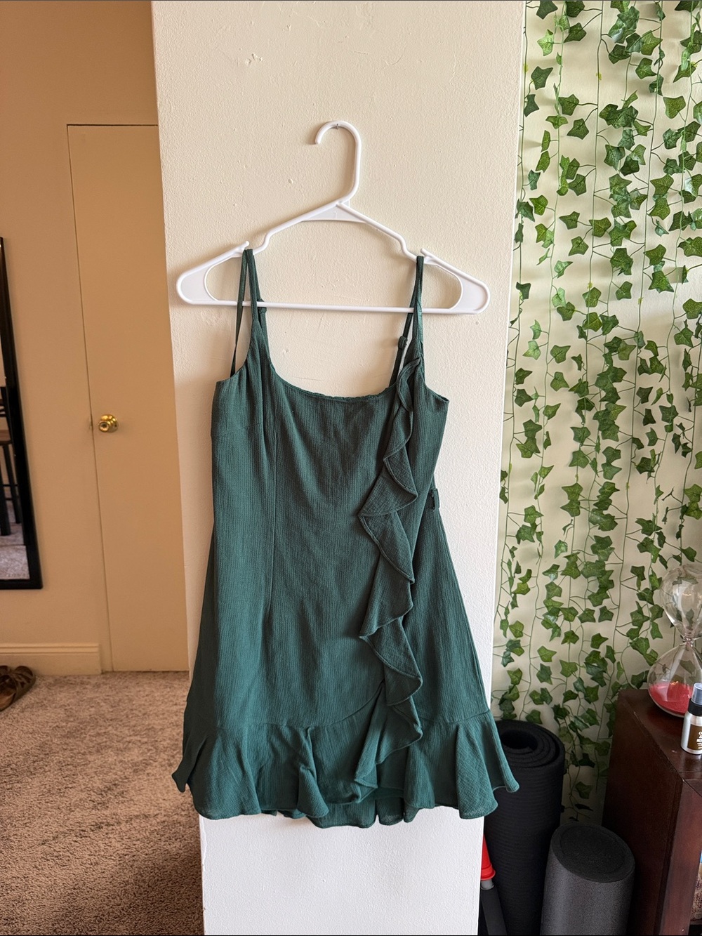 Green Ruffle Slip Dress